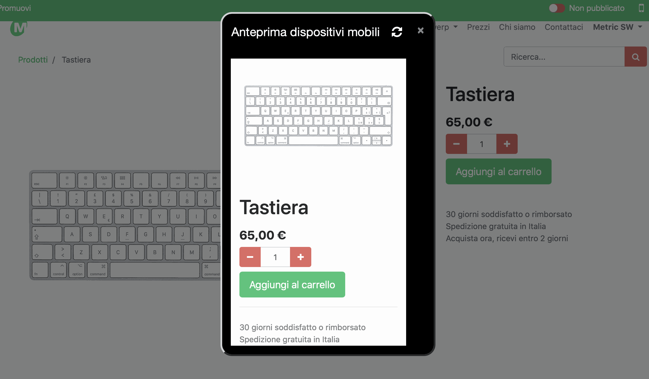 e-commerce per dispositivi mobile